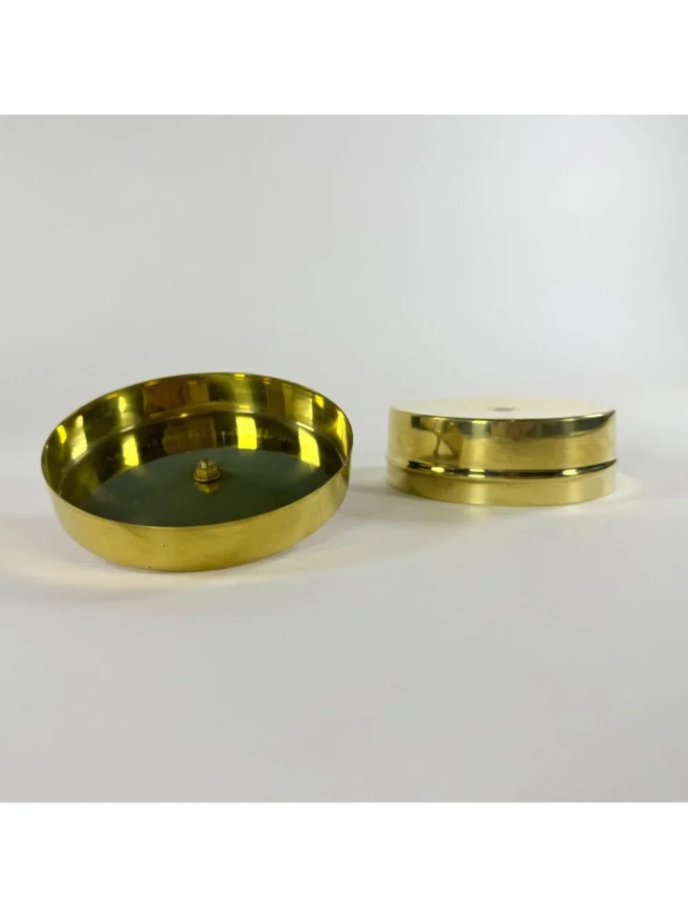 Vintage Brass Trinket Box Round Gold Tone Vanity Made in Italy